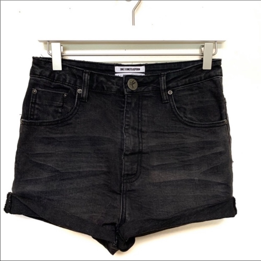 One Teaspoon High Rise Black Harlet Shorts